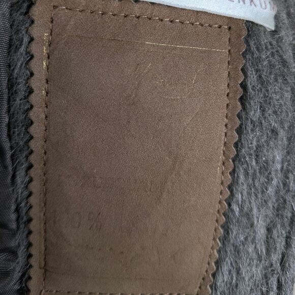 Vintage Dutch Llama Mohair Coat Size L Gray Mid Length Overcoat Pockets - Picture 15 of 16